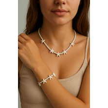 Deniz Yıldızı Deniz Kabuğu Kolye + Bileklik Boncuklu Kolye ve Bileklik Hediye Kutlu