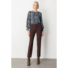 Ekol Kadın Dar Paça Krep Pantolon 1029 Kahverengi