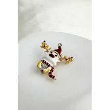 Modex Yılbaşı Özel Boynuz Detay Taşlı kardan Adam Broş (3cm)