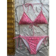 Xorvio Kadın Üçgen Bikini Takım Likralı Esnek Yandan Boyundan Bağlamalı Şık Ipli