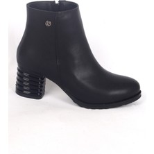 Pierre Cardin 52524 Yandan Fermuarlı Hafif Topuklu Siyah Kadın Kışlık Bot