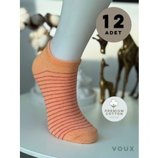 Voux Pamuklu Çizgili Yavruağızı Kadın Sneaker Çorap 12 'li