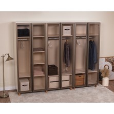 Donaco İtra 6 Kapaklı Gardırop – Krem Gövde, Camlı Kapak