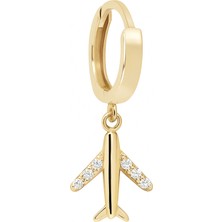 Altın Sepeti Altın Uçaklı Tek Küpe