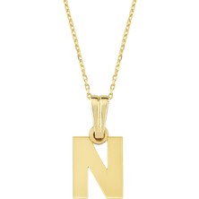 Altın Sepeti Altın N Harfi Kolye