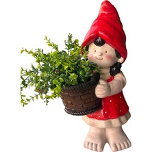 Baykuşca Bahçe Dekorasyon, Renkli Saksılar, Kız Çocuk Heykel