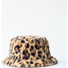 Jimmy Key Kahverengi Leopar Desenli Peluş Şapka