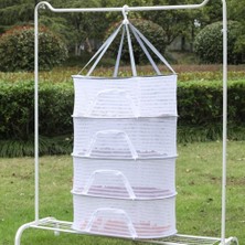 Dört Raflı Bölmeli Açık Havada Güneşte Bitki Meyve Sebze Çamaşır Kurutma Filesi Askısı Aparatı Aleti