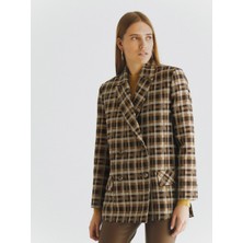 ROMAN Düğme Detaylı Ekoseli Kadın Ceket Standart Renk K2016046_089