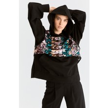 ROMAN Kapüşonlu Ve Payetli  Kadın Sweatshirt Standart Renk K2054132_089
