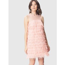 ROMAN Askılı Püsküllü  Mini Elbise Pembe K1811089_038
