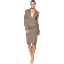 ROMAN Önü Kopçalı Rengi Ceket Vizon K1316002_014