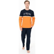 U.S. Polo Assn. Erkek Bisiklet Yaka Uzun Kollu Pijama Takımı S26952 Rahat Kumaş Cepli