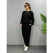 Equri Kadın Uzun Kollu Bisiklet Yaka Viskon Iki Iplik Bluz ve Pantolon Ikili Takım