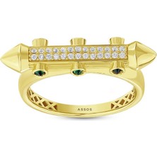 Assos Pırlanta Taşlı Tasarım Altın Yüzük - 14K