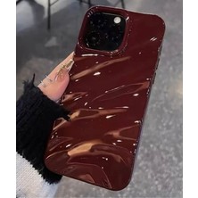 Miraz Tasarım IPHONE 12 Promax Bordo Dalgalı Kenarlı Parlak Silikon Kılıf