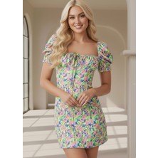 Luana Aneta-Elbise Çiçekli Mini