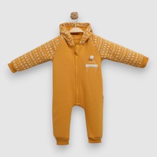 Wınter Adventure Kapüşonlu Üç Iplik Şardonlu Tulum - NEC254002-HARDAL-6 - 9 Ay Hardal