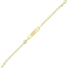 Assos Pırlanta Kalp Figürlü Altın Çocuk Künye - 14K