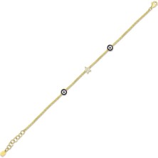 Assos Pırlanta Nazar Boncuklu Altın Bileklik - 14K