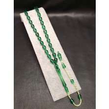 Han Ticarethane Yeşil Renk Gözyaşı Damla Model Toz Kehribar Tesbih