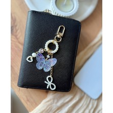 Miraz Tasarım Halkalı Inci Kelebek/fiyonk Çanta Charmı Çanta Aksesuarı Anahtarlık Gold