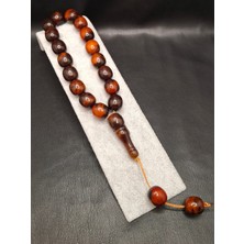 Han Ticarethane Turuncu Kahverengi 17'li Maskot Model Toz Kehribar Tesbih