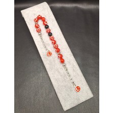 Han Ticarethane Özel Tasarım Kırmızı Renk Ay Yıldızlı 15'li Zaza Tesbih