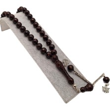 Han Ticarethane Uçlu Küre Kesim Sarı Benekli Kahverengi Işlemeli Toz Kehribar Tesbih