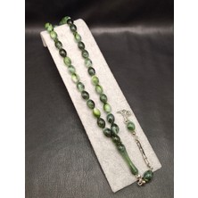 Han Ticarethane Özel Yeşil Renk Beyzi Kesim Toz Kehribar Tesbih