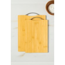 İliva 2’li Bambu Kesme Tahtası Seti - Doğal Mutfak Sunum Ekmek Kesme Tahtası