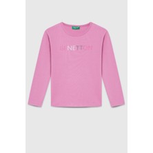 United Colors Of Benetton Kız Çocuk  BNT-G23332 Uzun Kollu Tshirt Gül Kurusu