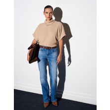 Dilvin 72057 Süet Kemerli Jean-Mavi