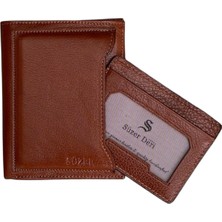 S.S. Süzer Deri Ayrılabilir Kartlıklı Dikey Model Hakiki Deri Erkek Cüzdan Taba