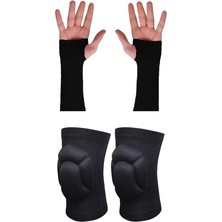 2'li Voleybol Seti 1 Çift Voleybol Dizliği ve Voleybol Elliği Set Siyah M Beden