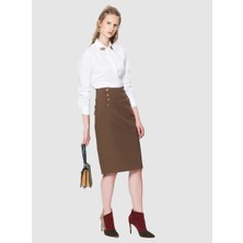 ROMAN Düğme Detaylı  Etek Taba K1815004_022