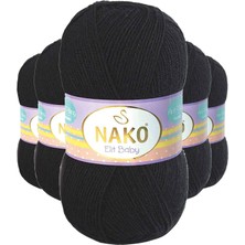 Neonova 5 Adet Elite Baby El Örgü Ipi Tüylenmeyen Bebek Yünü Siyah 217