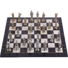 Büyük Boy Metal Pegasus Atları Satranç Takımı Parlak ve Katlanır Mermer Desenli Tahta