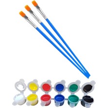 Doğal Seramik Hamuru 3 Adet Fırça Akrilik Boya. Çocuk Resim Seti Yağlı Boya, Guaj, Sulu Boya Fırçası Beyaz