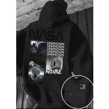 Amor Man Büyük Beden Özel Tasarım Kapüşonlu Nasa Unknown Sırt Baskılı Oversize Trend Erkek Sweatshırt