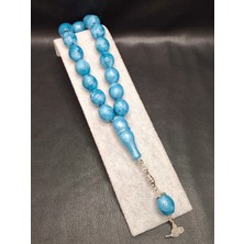 Han Ticarethane Sedefli Mavi Renk 17'li Maskot Model Toz Kehribar Tesbih