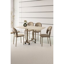 Sweet Home Masa Sandalye Katlanır Lizbon Metal Portatif Tekerlekli Masa  4 Adet Ay Sandalye Takım