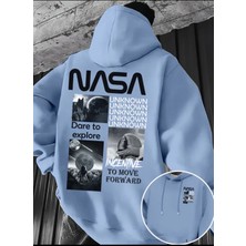 Amor Man Büyük Beden Özel Tasarım Kapüşonlu Nasa Unknown Sırt Baskılı Oversize Trend Erkek Sweatshırt