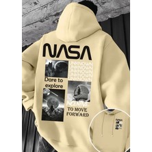 Amor Man Büyük Beden Özel Tasarım Kapüşonlu Nasa Unknown Sırt Baskılı Oversize Trend Erkek Sweatshırt