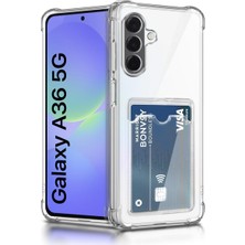 Wowacs Samsung Galaxy A36 Uyumlu Kılıf Kartlık Bölmeli Arkası Şeffaf Soft Dayanıklı Kılıf Kapak