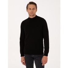 Pierre Cardin Erkek Siyah Slim Fit Yarım Balıkçı Yaka Basic Triko Kazak 50315457-VR046