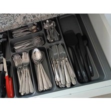 55X49 Cm. 9 Gözlü Antrasit Çekmece Içi Kaşıklık 50 * 41 Cm'e Kadar Kesebilirsiniz, Maket Bıçağı Hediyelidir.