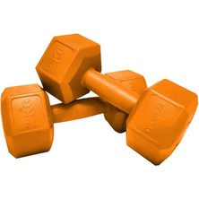 Köşeli Plastik Dambıl Ağırlık Seti, Turuncu, 2 x 2 kg
