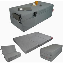 Ultra Kalın Çift Kişilik Katlanır Yatak, Portatif Yatak, Katlanır Sünger Yatak, Katlanabilir Yatak, Misafir Yatağı, Katlanır Yer Yatağı (Gri, 120X180X14)