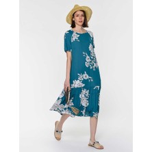 ROMAN Çiçek Desenli Uzun Elbise Yeşil Y1911093_012